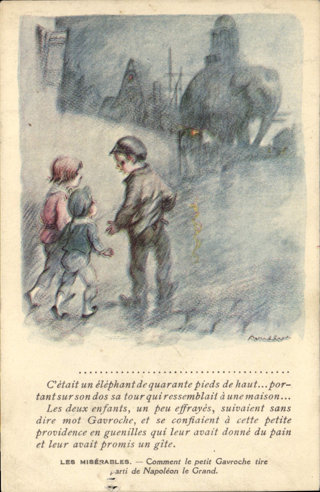 CPA Fantaisie Illustrateur Poulbot Legende des Siecles Victor Hugo Elephant 