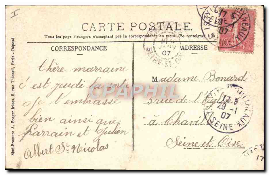 CPA Enfants Institution Saint Nicolas Issy les Moulineaux Chapelle — Rückseite