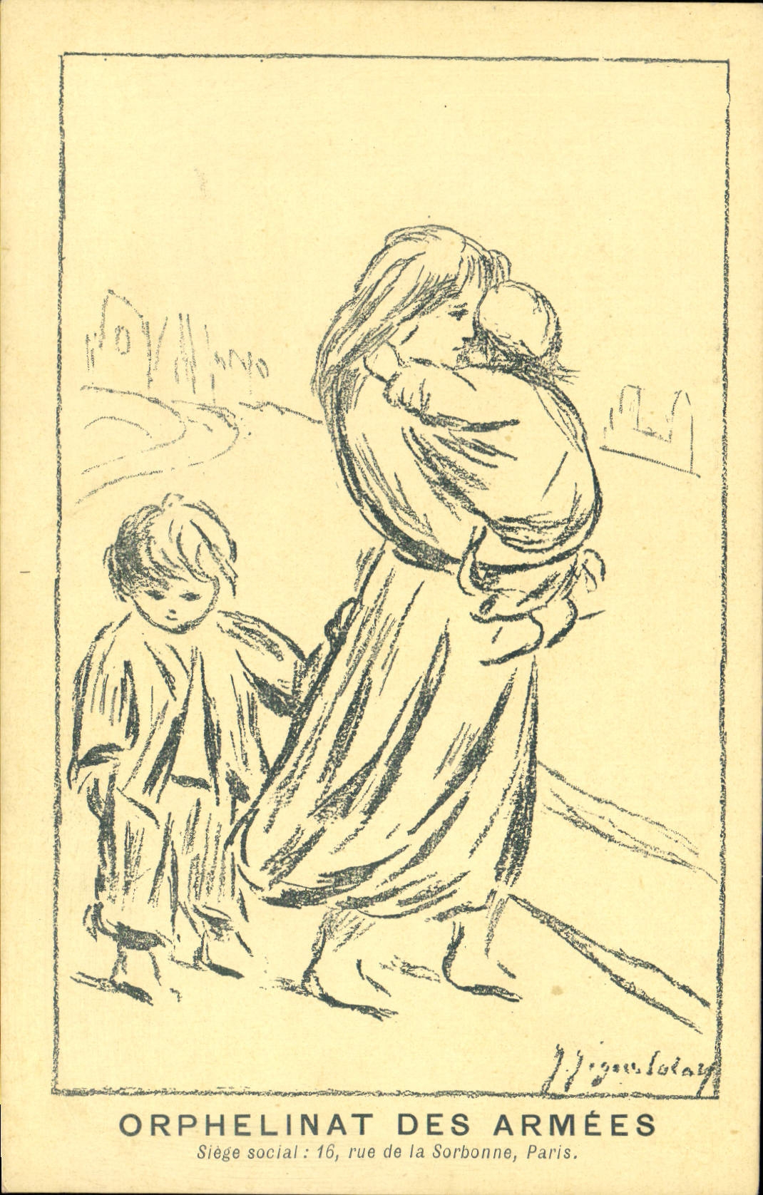 CPA Enfants Orphelins des armees Rue de la Sorbonne Paris Militaria
