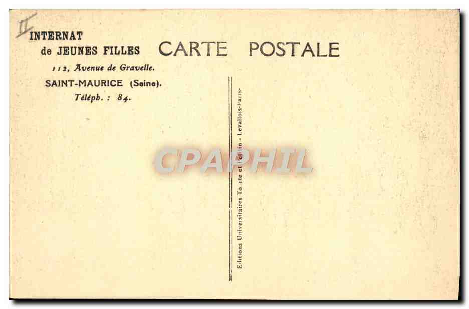 CPA Institution Louise Thuliez Internat de jeunes filles Avenue de Gravelle Saint Maurice  — Rückseite