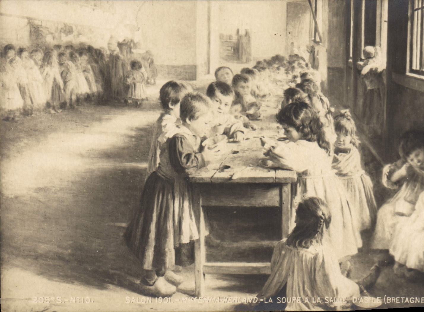 CPA Enfants Salon La soupe a la salle d'asile Bretagne 