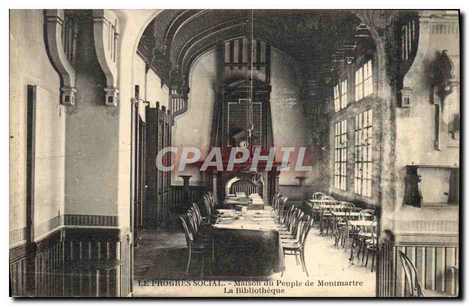CPA Le Progres social Maison du peuple de Montmartre La bibliotheque Paris