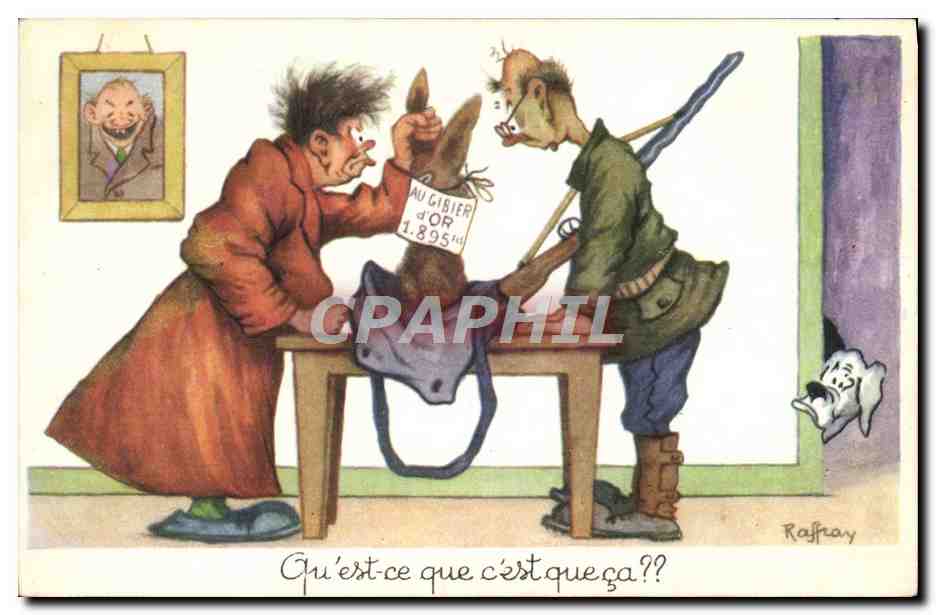 CPA Fantaisie Humour Chasse Chasseur Gibier d'or Chien