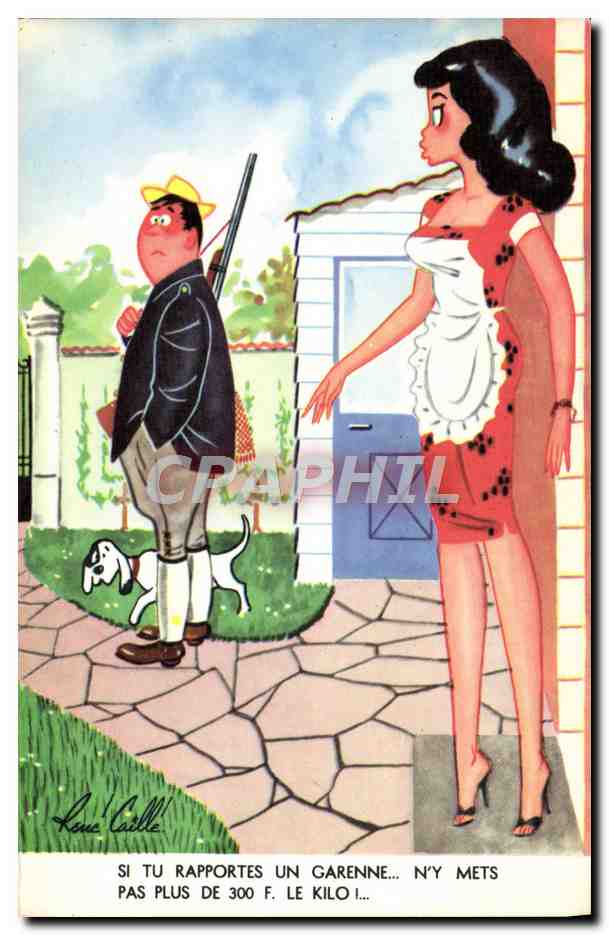 CPA Fantaisie Humour Chasse Chasseur Chien