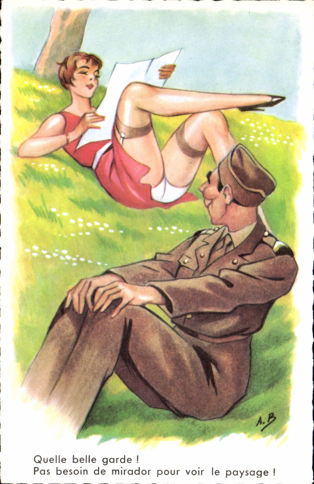 CPA Fantaisie Humour Quelle belle garde Soldat Militaria