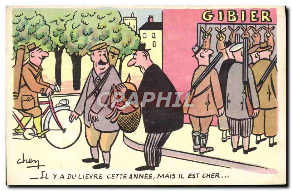 CPA Fantaisie Humour Chasse Chasseur Gibier Lapin