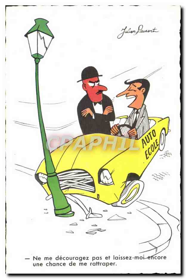 CPA Fantaisie Humour Automobile Auto Ecole