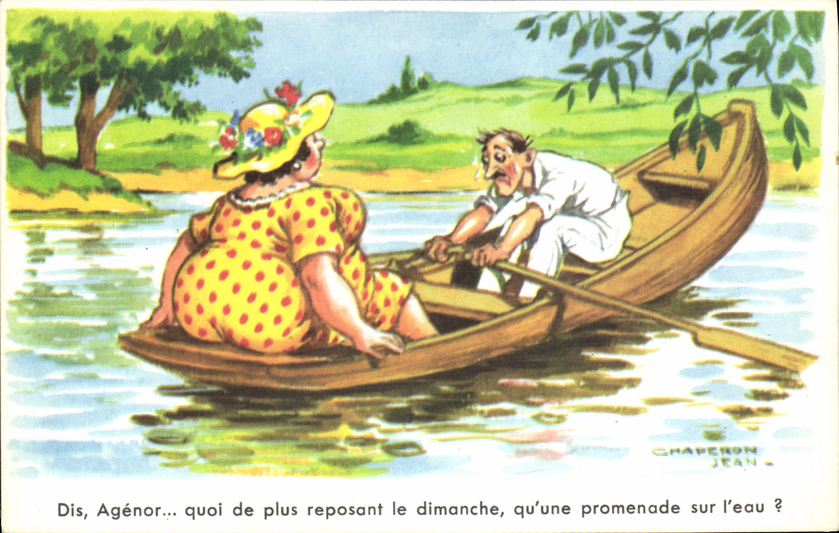 CPA Fantaisie Humour Barque Jean Chaperon