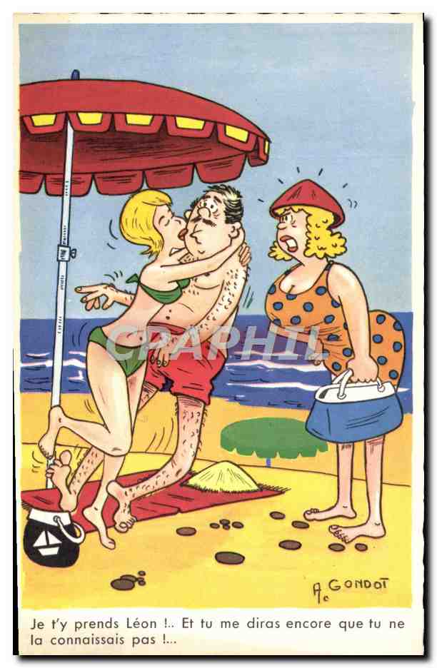 CPA Fantaisie Humour Plage Gondot