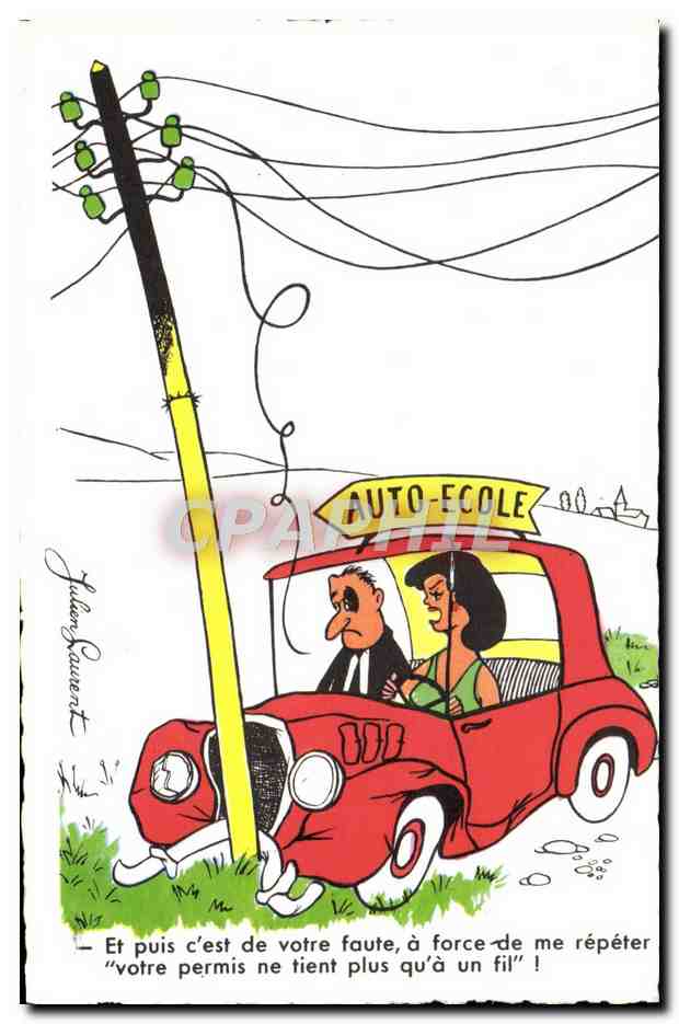 CPA Fantaisie Humour Auto Ecole Automobile