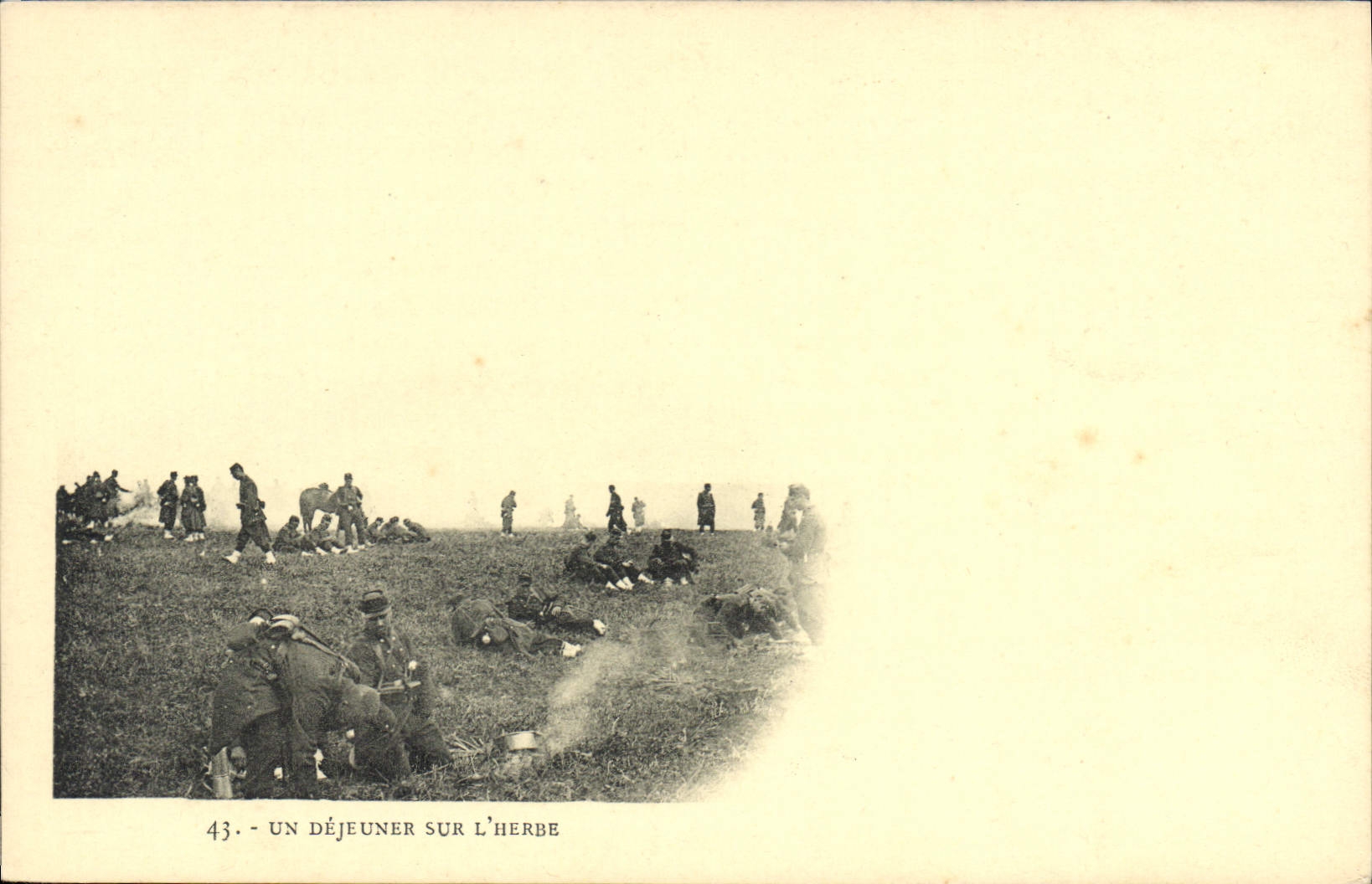 Un déjeuner sur l'herbe — scène de soldats en campagne — série 43