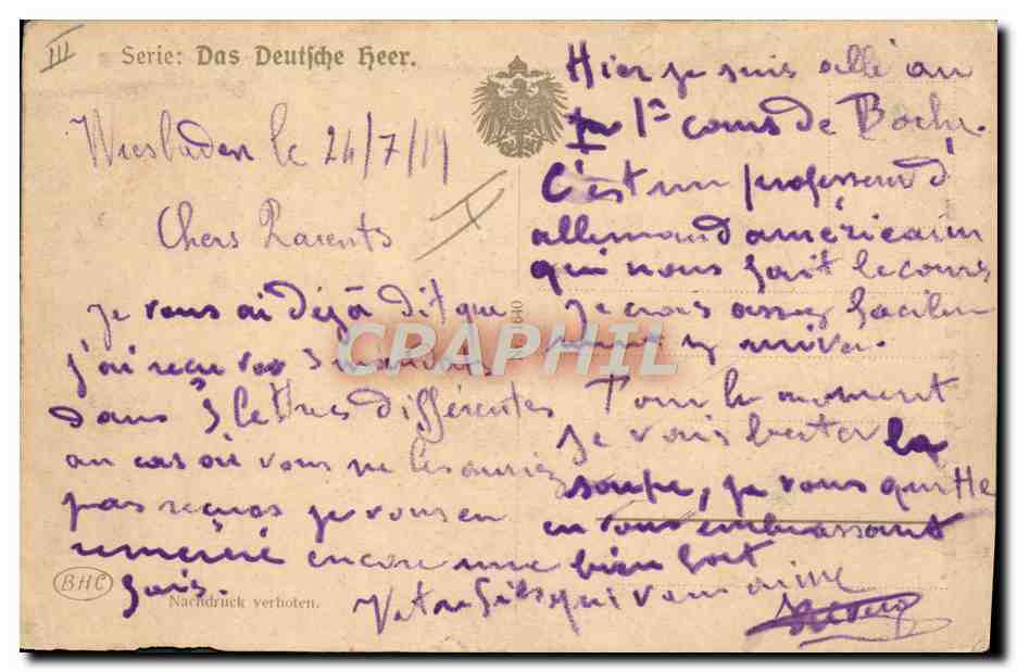 CPA Militaria Artillerie in Beobachtung des Feindes  — Verso