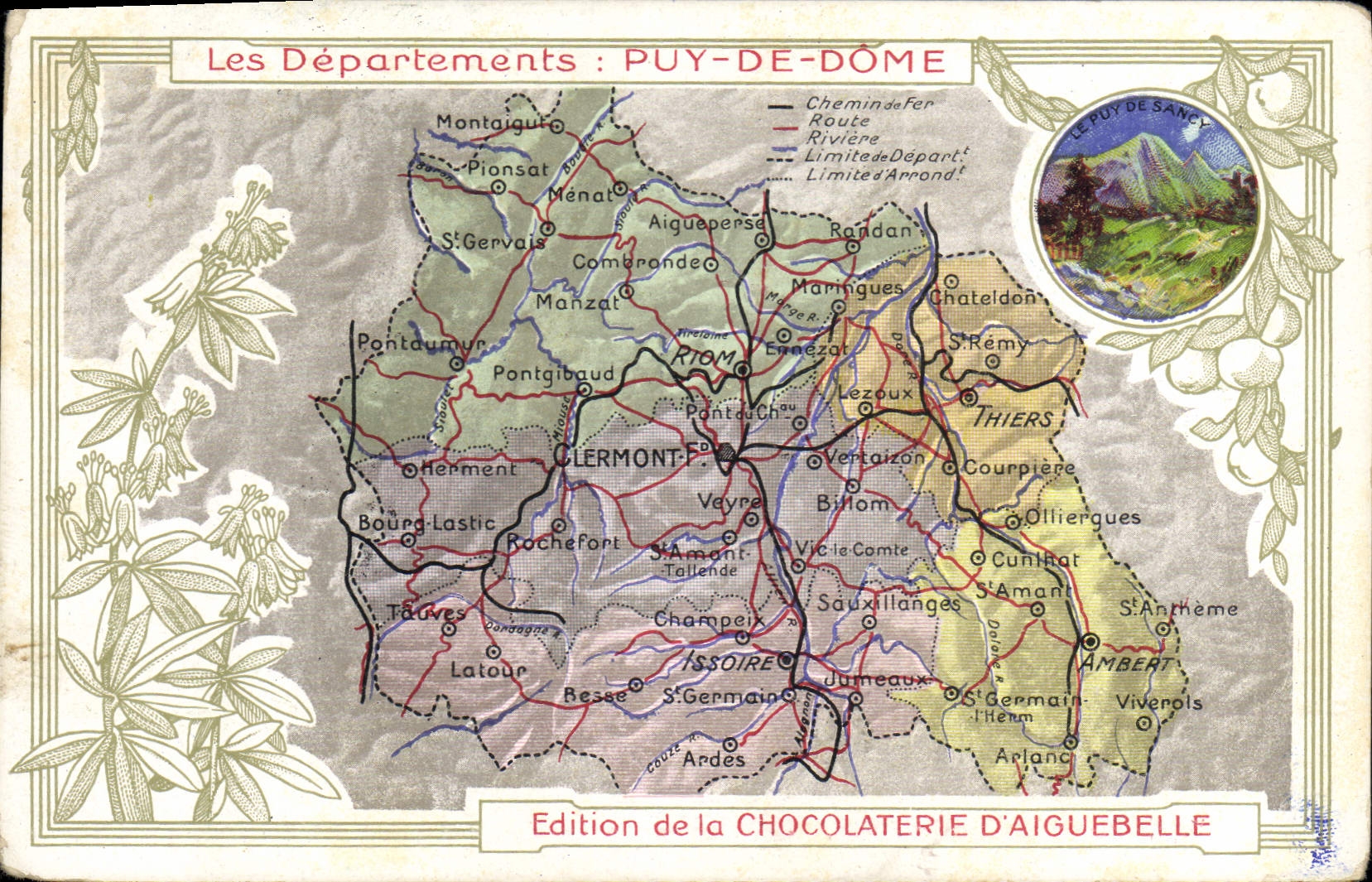 Les Départements : PUY-DE-DÔME — Édition de la CHOCOLATERIE D'AIGUEBELLE