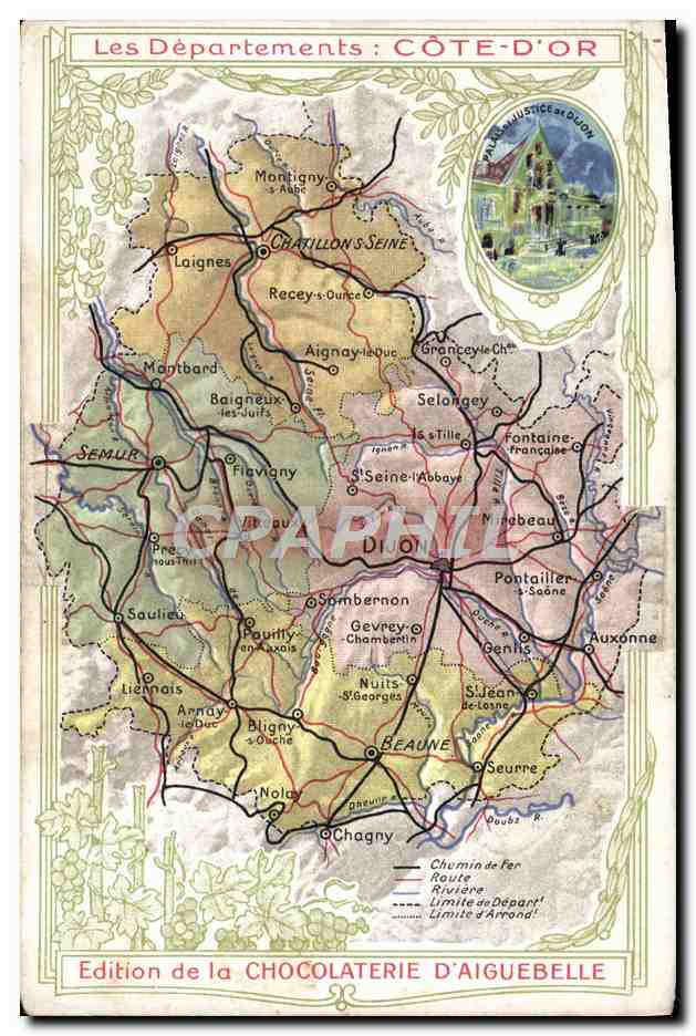 Côte-d'Or — Carte des Départements — Édition de la Chocolaterie d'Aiguebelle
