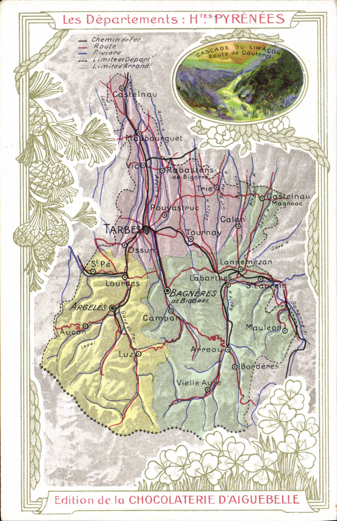Hautes-Pyrénées — Karte der Departements — Ausgabe der Chocolaterie d'Aiguebelle