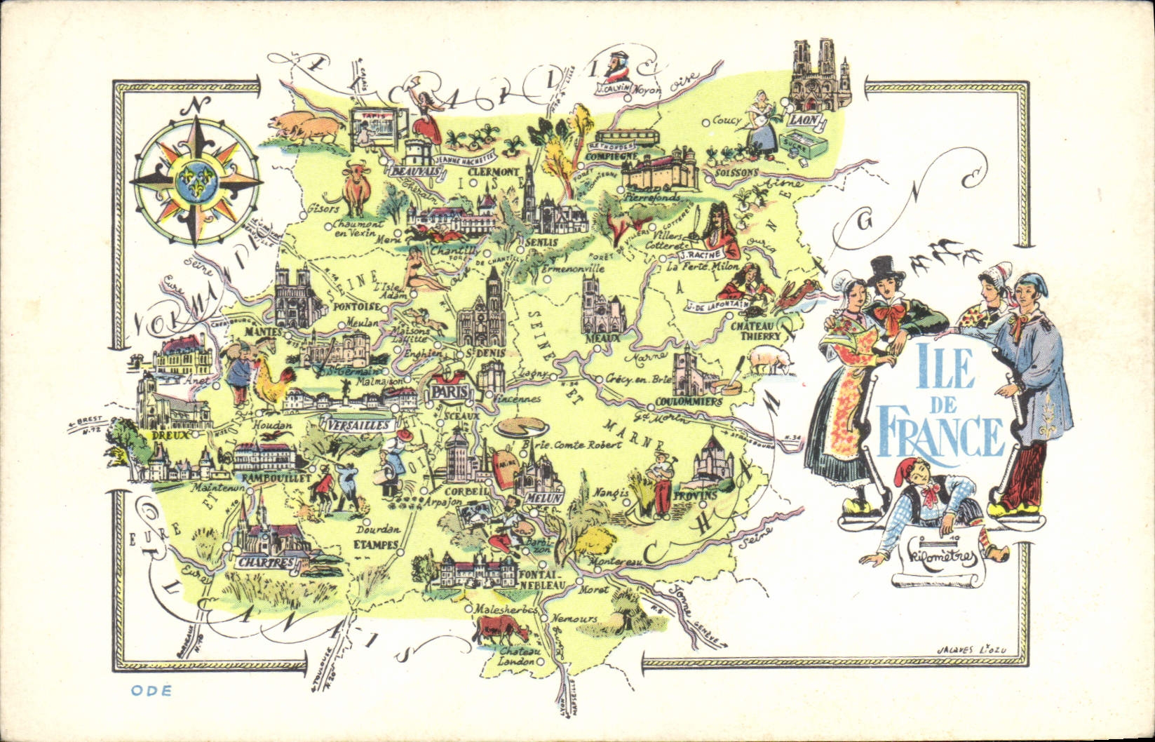 Île-de-France — carte touristique illustrée — Jean-Pierre, Paris