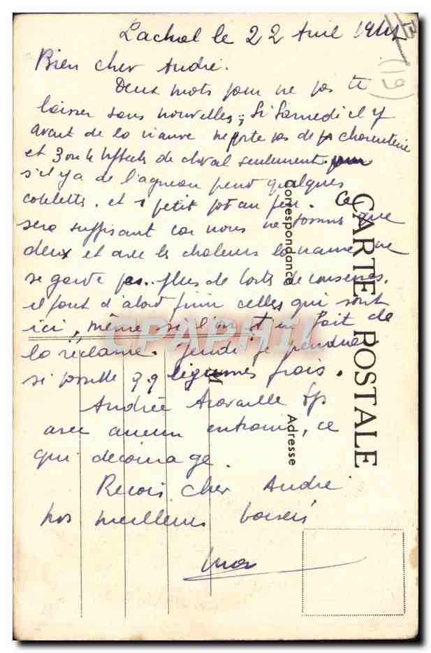 Département de la Corrèze — Émulsion Scott — carte postale publicitaire — Verso