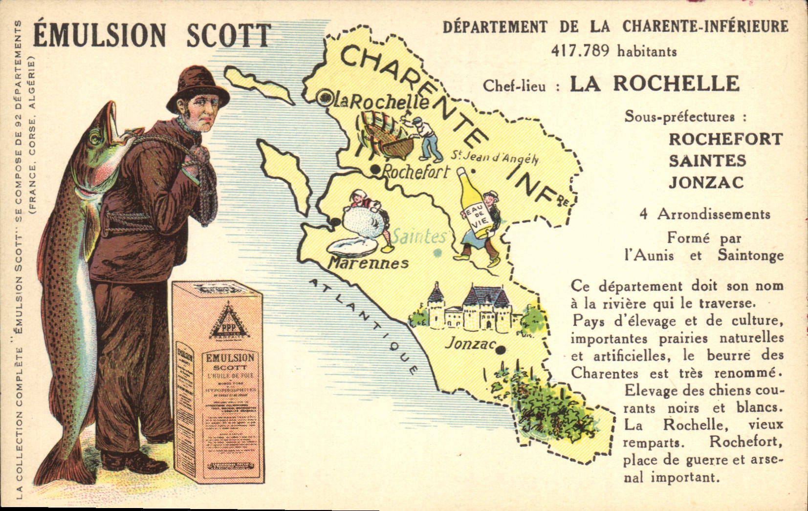 Département de la Charente-Inférieure — Émulsion Scott — carte publicitaire