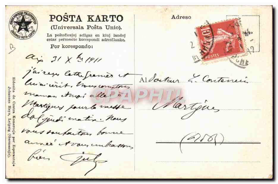 CPA Esperanto  — Rückseite
