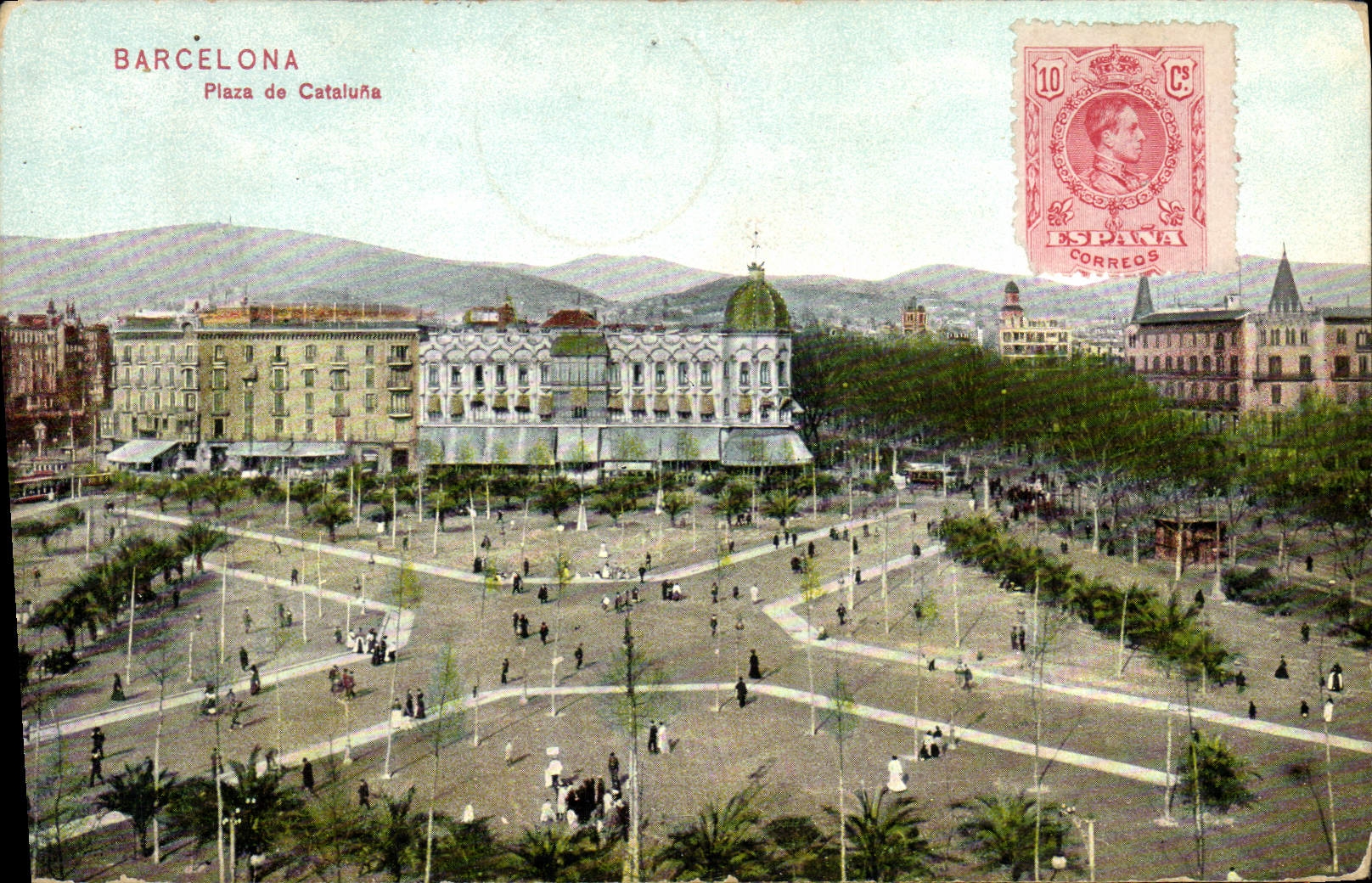 CPA Vignette Esperanto Barcelona Plaza de Cataluna