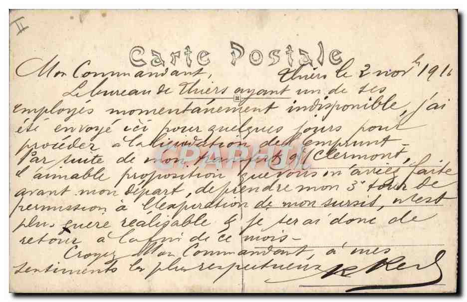 CPA Thiers Les papeteries Ancienne Fabrique du papier timbre  — Rückseite