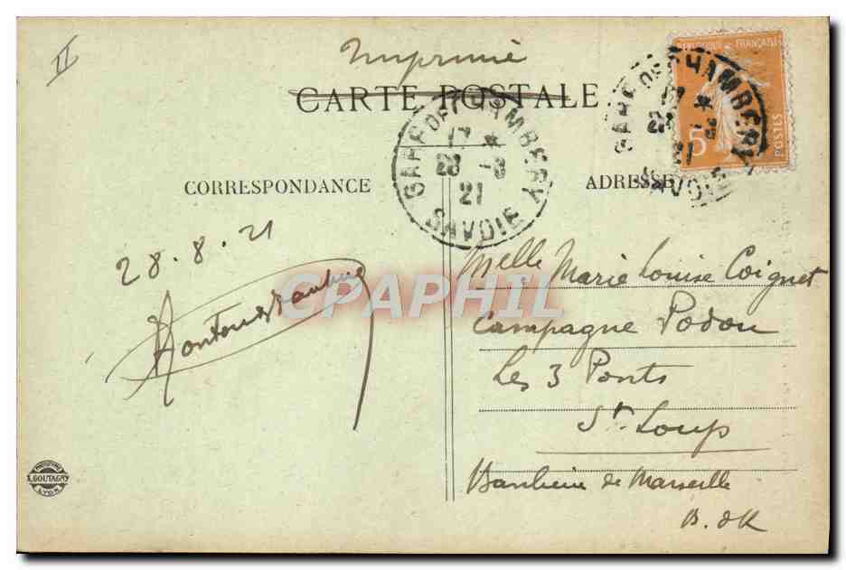 CPA Environs de Chambery Papeteries de Leysse  — Rückseite