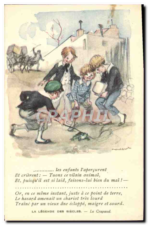CPA Illustrateur Poulbot Victor Hugo La legende des siecles Le crapaud Grenouille
