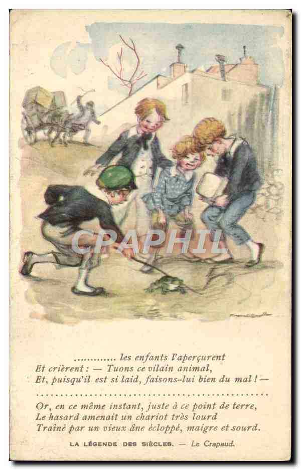 CPA Illustrateur Poulbot Victor Hugo La legende des siecles Le Crapaud Grenouille