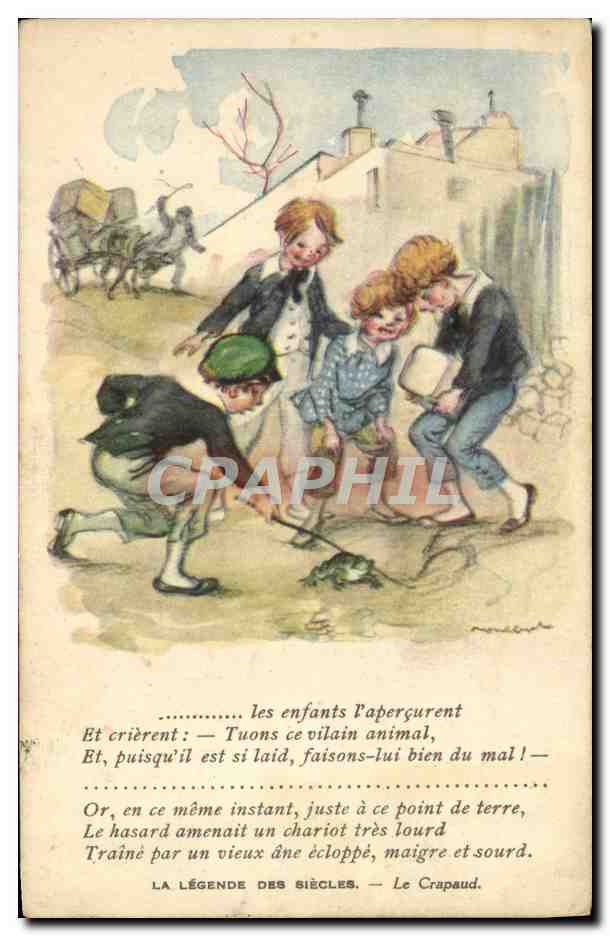CPA Illustrateur Poulbot Victor Hugo La legende des siecles Le Crapaud Grenouille