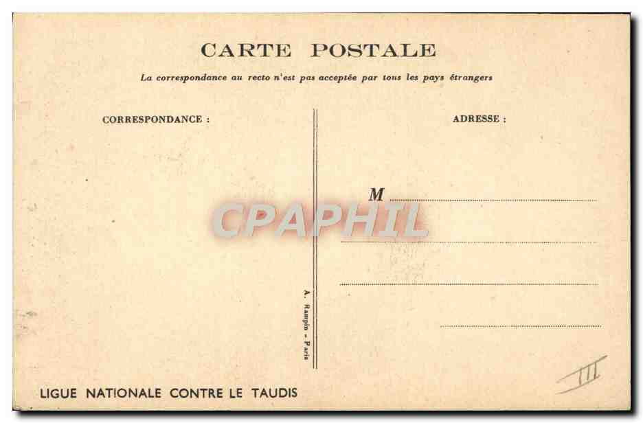 Enfants à l'hôpital — On dort pas bien à l'hôpital, les lits sont trop mous — éditeur : Ligue Nationale Contre le Taudis — Rückseite