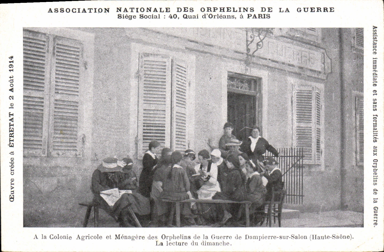Colonie Agricole et Ménagère des Orphelins de la Guerre — Dampierre-sur-Salon (Haute-Saône) — Association Nationale des Orphelins de la Guerre