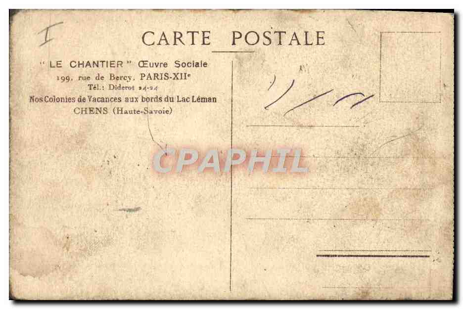 CPA Au sommet du Gornergrat 1911 Chantier Rue de Bercy Paris Colonies Chiens Haute SAvoie — Rückseite