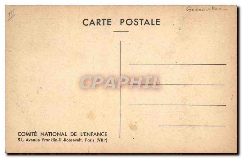 CPA Enfance Les deux taureaux et la grenouille  — Rückseite