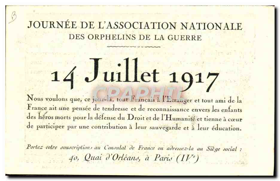 Le général Malletterre, glorieux mutilé de la bataille de la Marne, embrasse une petite orpheline de la guerre à la colonie de Saint-Jean-Cap-Ferrat (Alpes-Maritimes) — Achterkant