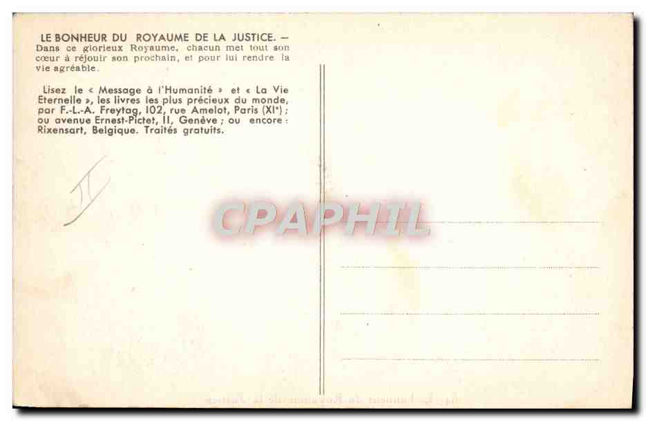 CPA Le bonheur du royaume de la justice — Rückseite