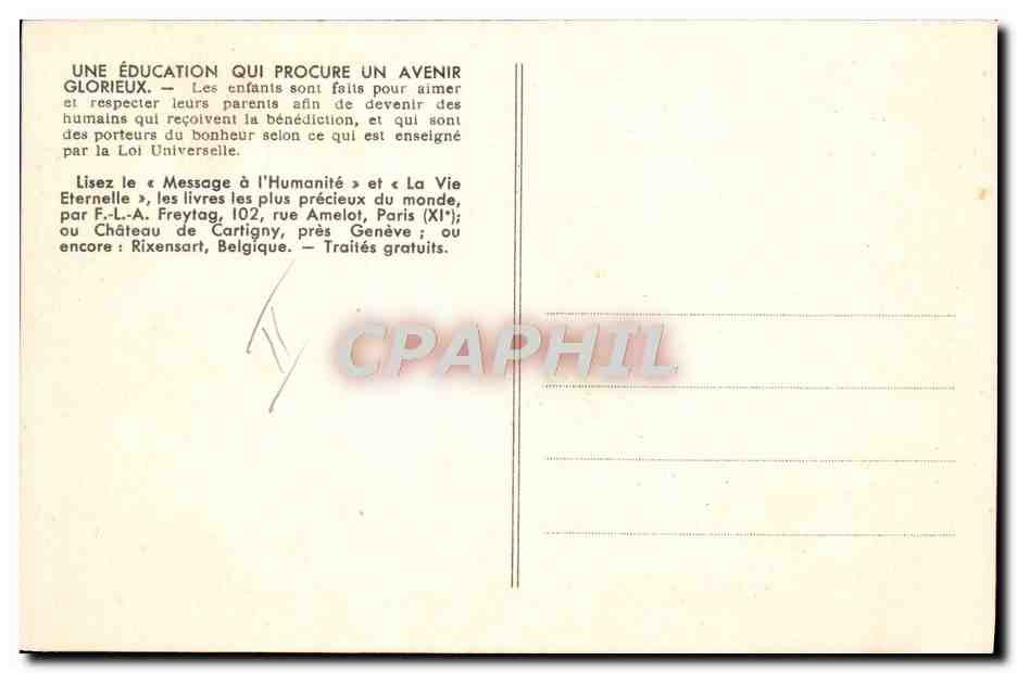 CPA Les enfants du royaume de la paix Croquet  — Rückseite