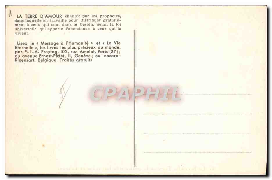CPA La nouvelle terre ou la justice et la bienvaillance habitent — Rückseite