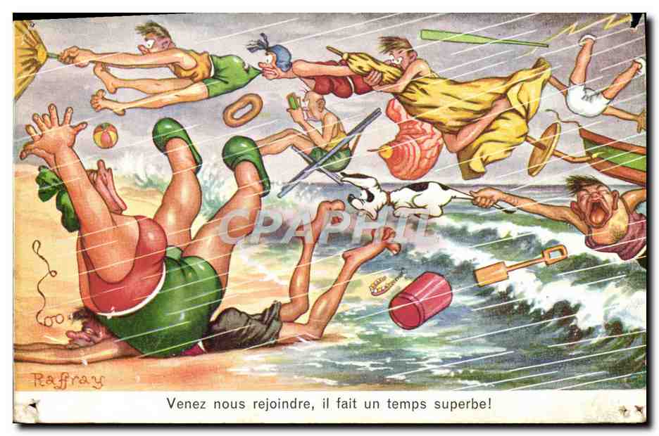 CPA Fantaisie Illustrateur Plage Raffray
