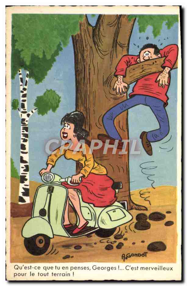 CPA Fantaisie Illustrateur Gondot Scooter Moto