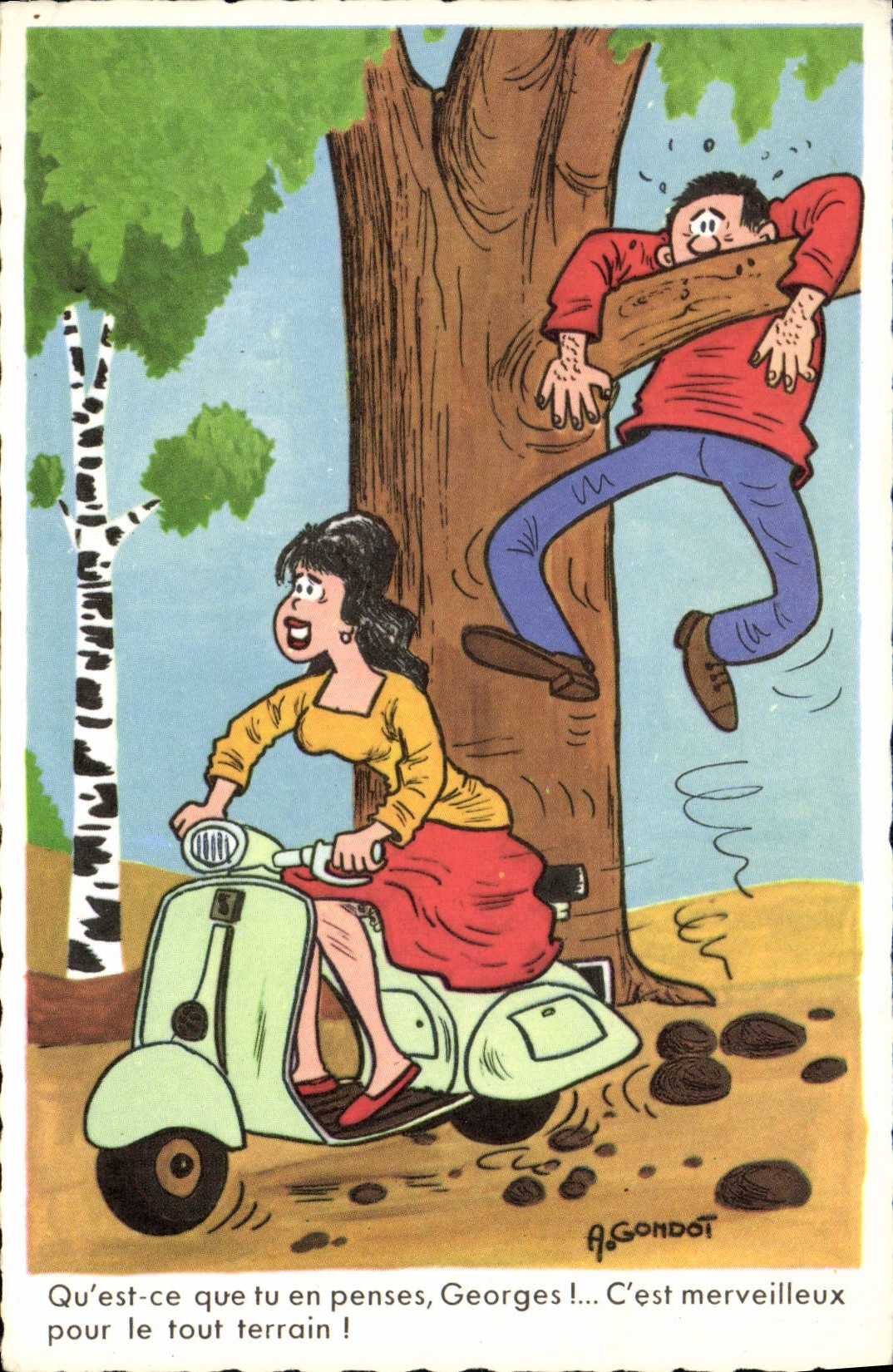 CPA Fantaisie Illustrateur Gondot Scooter Moto