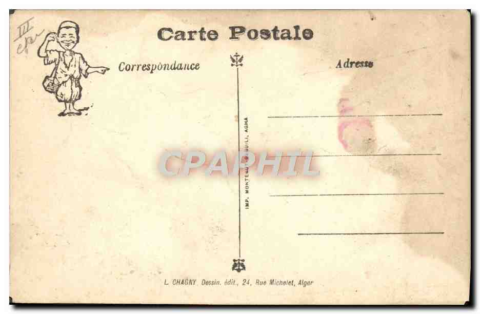 CPA Fantaisie Illustrateur Afrique du Nord Sidi Mohame sur Burnousplan avion — Verso