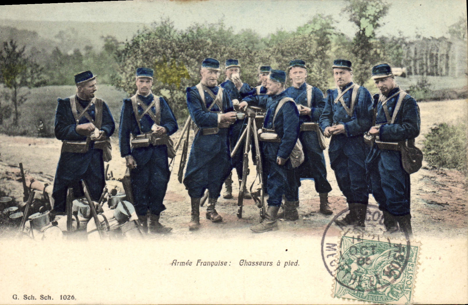 CPA Militaria Armee francaise Chasseurs a pied