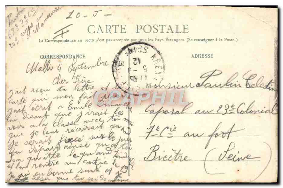 CPA Militaria Le 2eme bataillon de chasseurs a pied Pointage des mitrailleuses — Rückseite