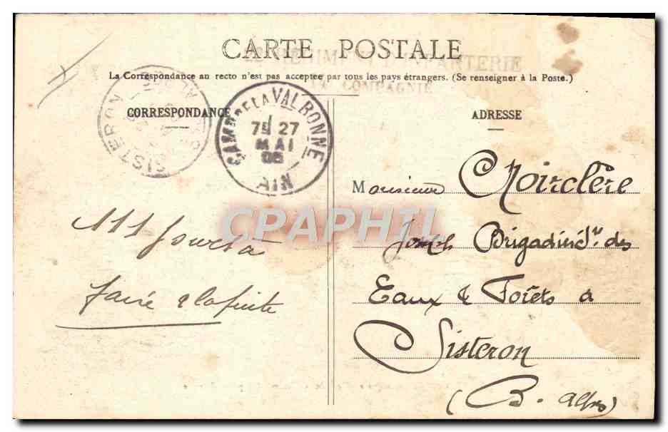 CPA Militaria la Valbonne Musique au Mess des officiers Un point d'orgue  — Rückseite
