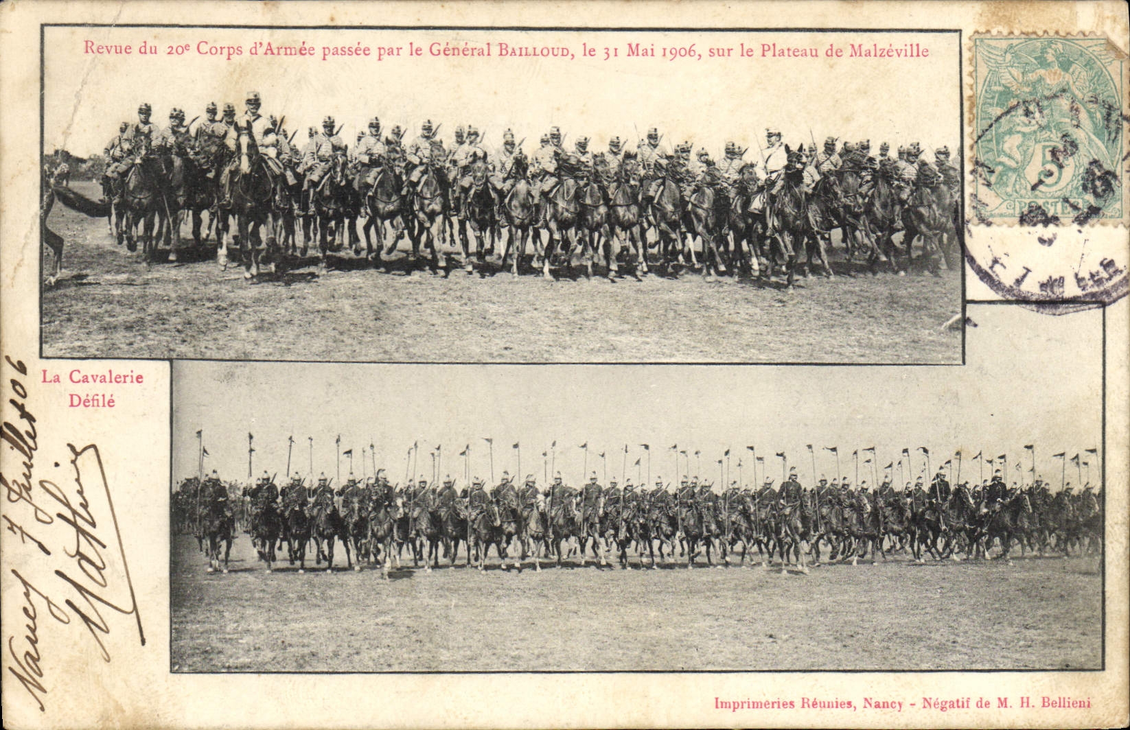 CPA Militaria Revue du 20eme corps d'armee passee par le General Bailloud Plateau de Malzeville
