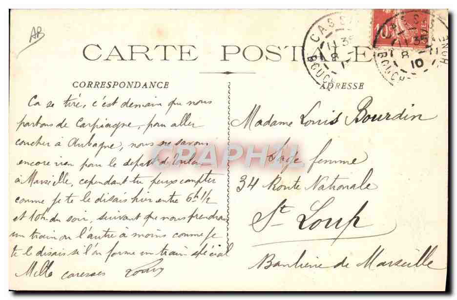 CPA Militaria Camp de Carpiagne Un coin du camp — Rückseite