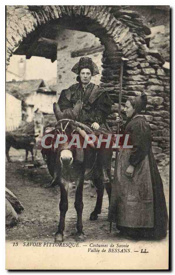 CPA Folklore Savoie Vallee de Bessans Ane Mule 
