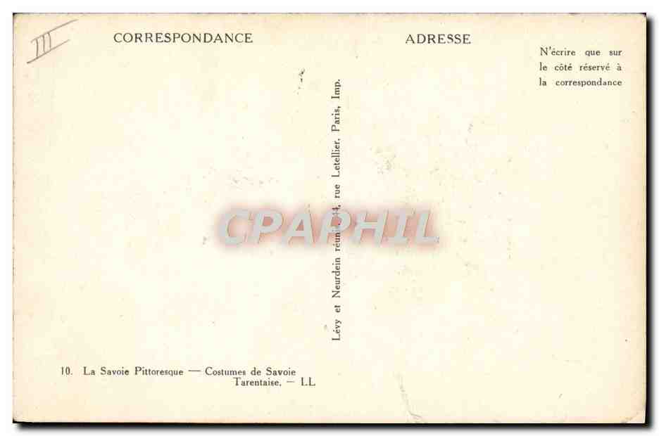 CPA Folklore Savoie Tarentaise  — Rückseite