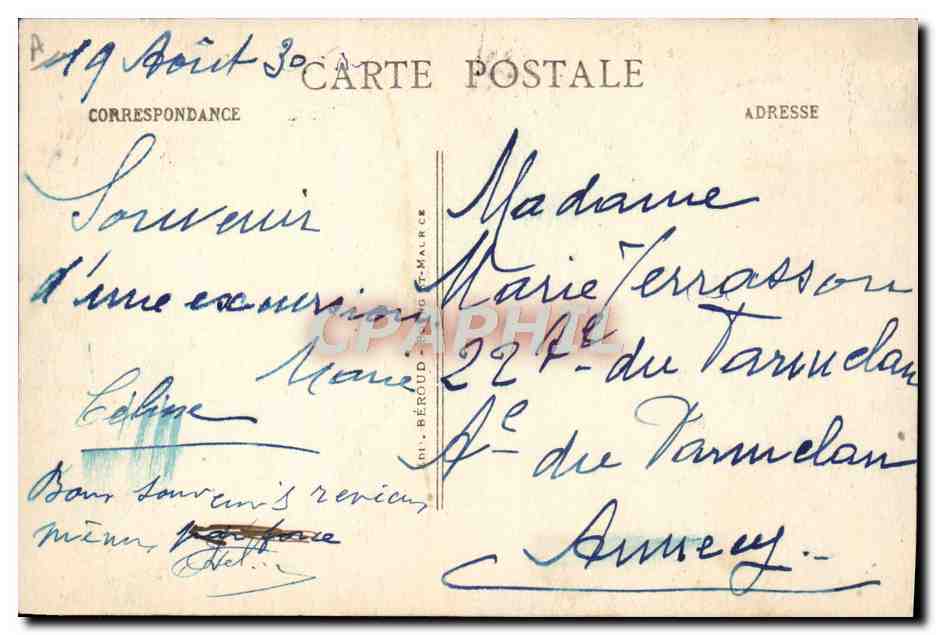CPA Folklore Tarentaise Coiffure La Frontiere  — Verso