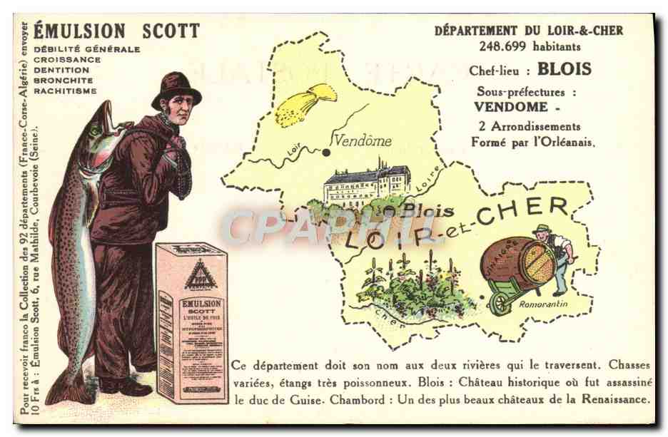 Département du Loir-et-Cher — Émulsion Scott — carte publicitaire